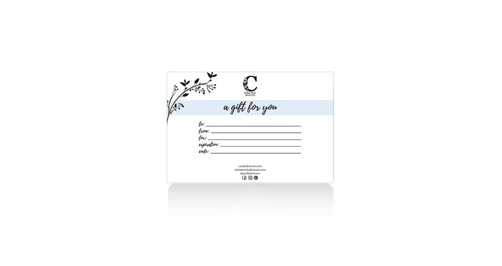 physical gift card cecily skincare